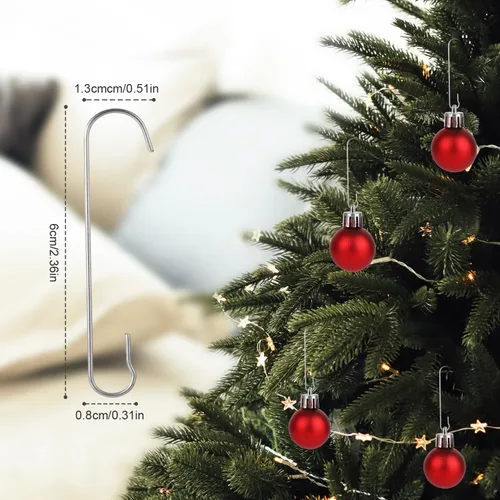 Miniatura 2 de SAVITA 200 ganchos para adornos de Navidad, 2.4 x 0.5 pulgadas, ganchos para adornos de árbol de Navidad en forma de C con caja de almacenamiento