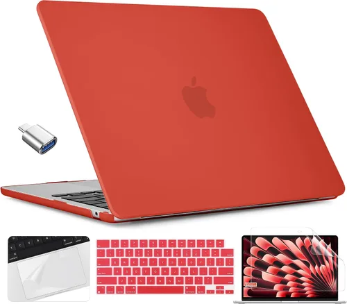 Miniatura 10 de TWOLSKOO Compatible con funda para MacBook Air M4 de 15 pulgadas versión 2025-2023 M4 A3241 M3 A3114 M2 A2941, carcasa rígida de plástico y Cristal