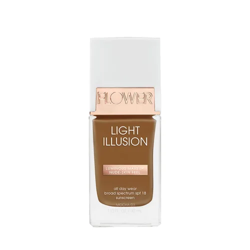 FLOWER BEAUTY By Drew Barrymore Light Illusion - Base SPF - Mezclable + construible - Acabado natural - Fórmula ligera (moca)