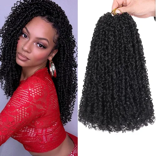 Miniatura 24 de Unionbeauty - Paquete de 8 trenzas de ganchillo Yanky Twist de 6 pulgadas, 8 paquetes, color negro natural, micro Passion Twist, extensiones