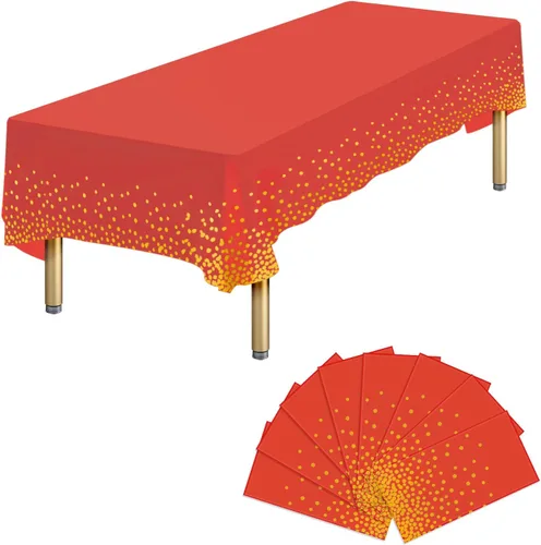 Miniatura 8 de Paquete de 4 manteles de plástico desechables azules y dorados para mesa rectangular, manteles desechables de 54 x 108 pulgadas, manteles