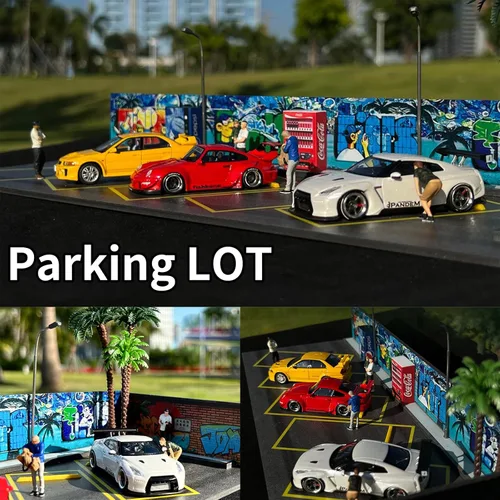 Miniatura 7 de Vitrina de 1/64, vitrina Hotwheels con pantalla de 1/64, aparcamiento con pantalla de 1/64 diorama con luces LED, vitrina modelo para 5 espacios