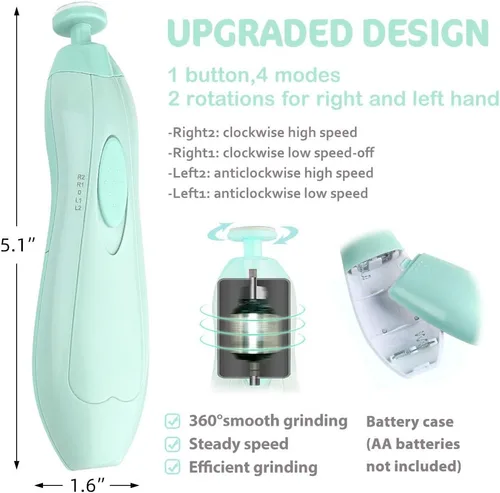 Miniatura 3 de Cortauñas Eléctrico para Bebé Lima de Uñas Eléctrica Cortauñas para Bebé, 20 en 1 Kit de Lima de Uñas Segura para Recién Nacidos Bebés Niños Turquesa