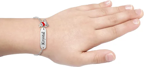 Miniatura 4 de Disney Winnie the Pooh - Pulsera personalizada de 5 pulgadas + 1 pulgada, pulsera con placa de identificación de plata de ley - Regalos de Winnie