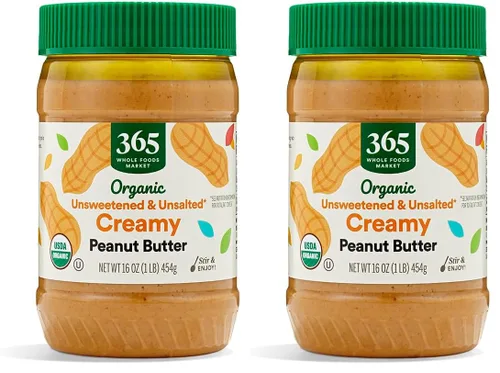 Miniatura 5 de 365 by Whole Foods Market, Mantequilla de maní cremosa orgánica, sin azúcar y sin sal, revuelve y disfruta, 16 onzas