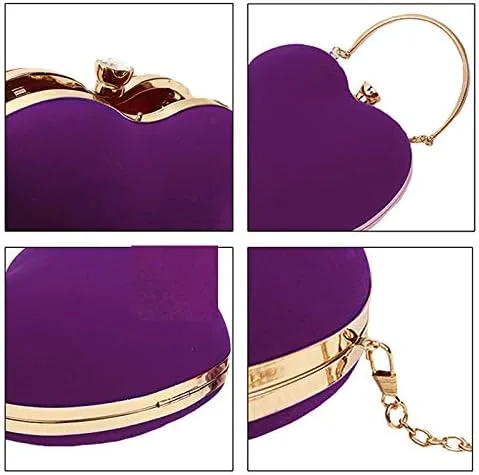 Miniatura 5 de Goclothod Bolso de mano con forma de corazón para mujer bolso de hombro de terciopelo