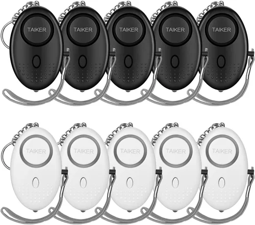 Miniatura 7 de Alarma personal para mujeres, 10 paquetes de 140 dB de emergencia de autodefensa de emergencia con luz LED para mujeres, niños y ancianos (colorido)