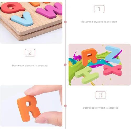 Miniatura 3 de Rompecabezas de madera para niños pequeños, paquete de 2 rompecabezas con forma del alfabeto para niños de madera Montessori con forma de número