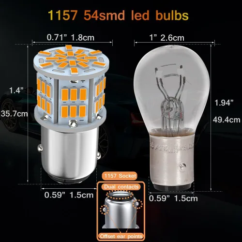 Miniatura 2 de Bombilla LED ámbar 1157, 12V-24V 1157 7528 2357 2057 BAY15D Bombilla LED de repuesto para luz de freno, luz trasera para automóvil, caravana