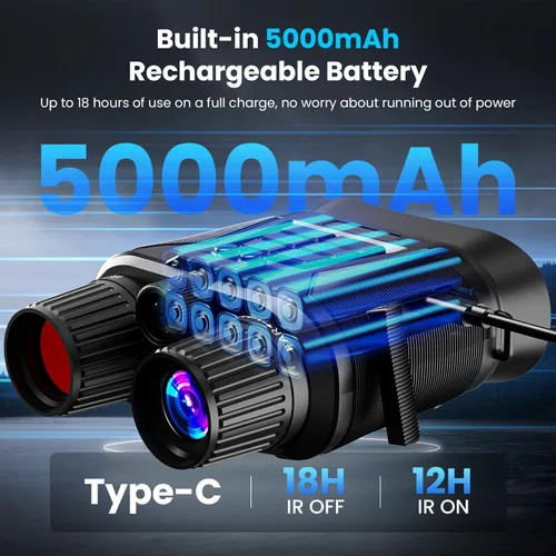 Miniatura 5 de seanme Gafas de visión nocturna con cámara, prismáticos de visión nocturna 4K para adultos, infrarrojos de 3280 pies, pantalla grande de 3 pulgadas