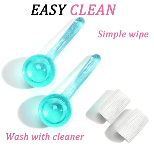Miniatura 3 de Globos de hielo para tratamientos faciales, rodillos faciales sin congelador con esencia para rutinas de belleza diarias, masajeadores de piel, Verde