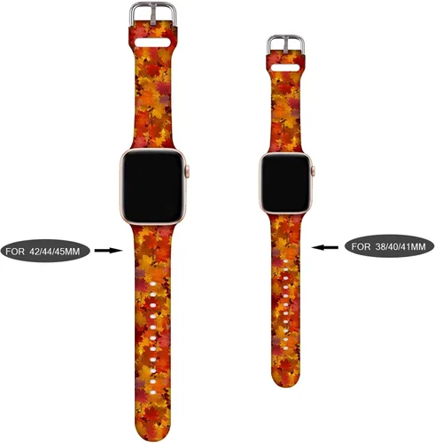 Miniatura 2 de Compatible con Apple Watch de copo de nieve de 38/40/41/42/44/45/46/1.929 in para mujeres y hombres, correa de repuesto de silicona suave para Hojas