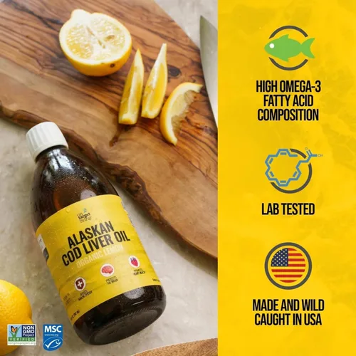 Miniatura 3 de On Target Living Aceite de Hígado de Bacalao de Alaska Líquido Sabor a Limón Orgánico 16.67 oz Captura en Línea en los EE. UU. Vitamina D