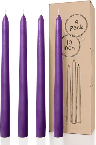 Miniatura 77 de CANDWAX Paquete de 4 velas cónicas blancas, sin goteo, de combustión lenta, sin perfume, de 12 pulgadas, ideales para mesa de comedor, candelabros