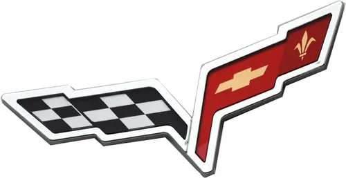 Miniatura 3 de Juego de par C6 Corvette 2005-2013, emblema para capó delantero y alerones cruzados traseros, adhesivo de reemplazo para Corvette, cromo, rojo