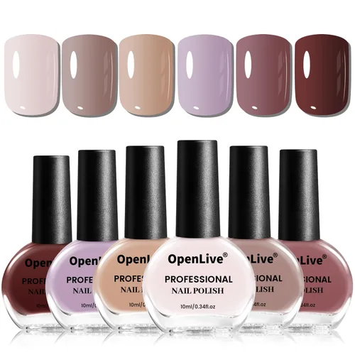Miniatura 16 de OpenLive Juego de esmalte de uñas de gel de 10 ml, 6 colores con purpurina, rosa, rojo, rosa brillante, morado intenso, serie de esmalte de uñas