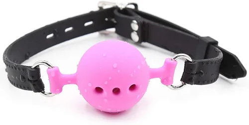 Miniatura 12 de CLROY® Juguetes de cuero para bondage, mordaza de boca abierta de piel sintética con barra de silicona, restricciones de bondage, mordida, juguetes