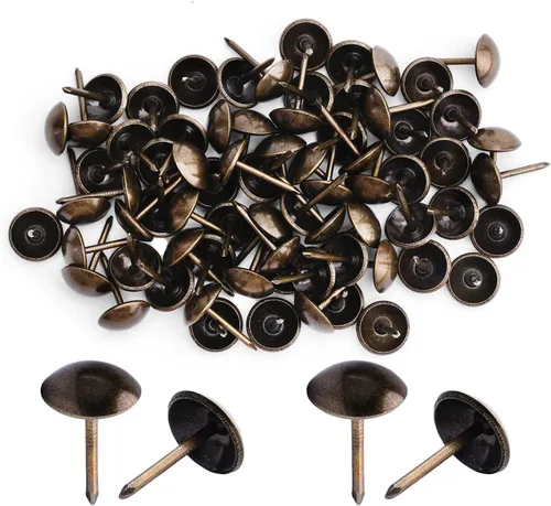 Miniatura 38 de MroMax 120 tachuelas de clavos para tapicería de 0.47 pulgadas de diámetro, hierro de estilo vintage, de metal, redondos, de 0.67 pulgadas de altura