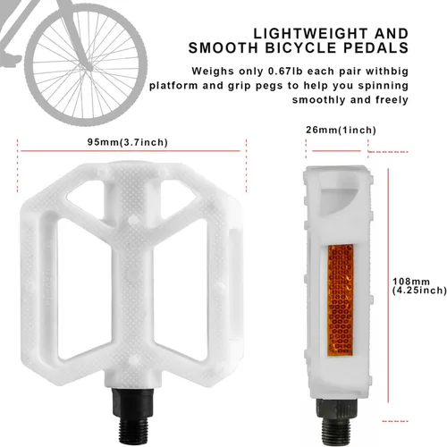 Miniatura 5 de AVASTA Durable Polypropylene Bicycle Pedals with Reflector for Mountain Bike Road Bike and Other Bicycles,Two Thread Size（9/16”&1/2“）