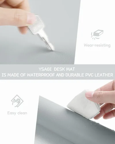 Miniatura 4 de YSAGi Almohadilla de escritorio de piel antideslizante, tapete impermeable para teclado de computadora portátil, protector de mesa y alfombrilla