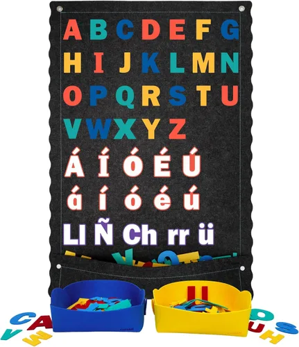 Miniatura 9 de CHEFAN Tablero de letras de fieltro para niños pequeños, tablero de franela grande de 45 x 25 pulgadas para pared, letras mayúsculas y minúsculas