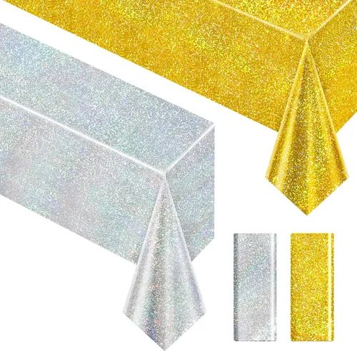 Miniatura 47 de Just Shimmer Mantel holográfico azul claro de 40" x 108" Decoración de fiesta rosa fuerte Día de San Valentín Fiesta de cumpleaños Decoración