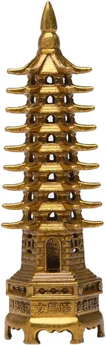 Miniatura 9 de BRASSTAR Estatua de Feng Shui de latón Wenchang Pagoda Capa 9 Torre 9.4 "Longitud Escultura Oficina Hogar Escritorio Decoración Artefactos Atraer