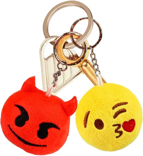 Miniatura 2 de Dreampark Emoji - Llavero de felpa para niños, diseño de emoji, ideal para fiestas de Navidad o cumpleaños, 2 pulgadas