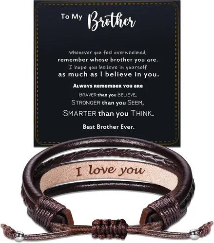 Miniatura 27 de Regalos del día del padre para papá, marido, pulsera de cuero para hombres, él, novio, hijo, ajustable, marrón, pulsera de cuero para hombre