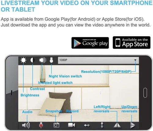 Miniatura 5 de Smart Indoor Baby / Pet Monitoring Cam con cargador, detección de movimiento de visión nocturna, aplicación del teléfono