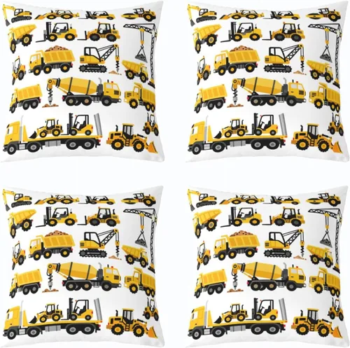 Miniatura 4 de Juego de 2 fundas de almohada de 16 x 16 pulgadas, fundas de almohada de vehículos de construcción suaves para sala de estar, dormitorio, equipos
