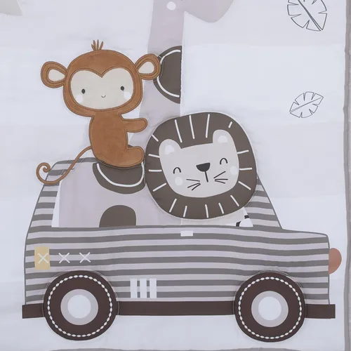 Miniatura 5 de Little Love by NoJo Jungle Ride - Juego de ropa de cama de 3 piezas para cuna, color gris, blanco y marrón, mono, jirafa y león, edredón, dos