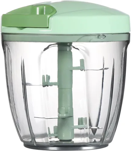 Ourokhome Molinillo de ajo, picador de cebolla, procesador manual 2 en 1, portátil y rápido, con cuerda, para verduras, jengibre, frutas, frutos