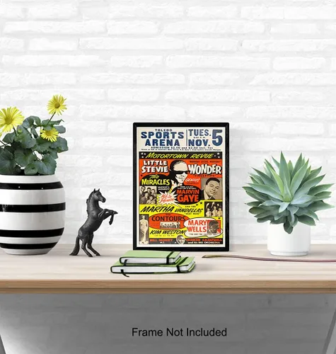 Miniatura 5 de Motown Black Music - Arte de pared afroamericano - Arte negro - Cultura afroamericana - Historia - Stevie Wonder, carteles de concierto de Marvin