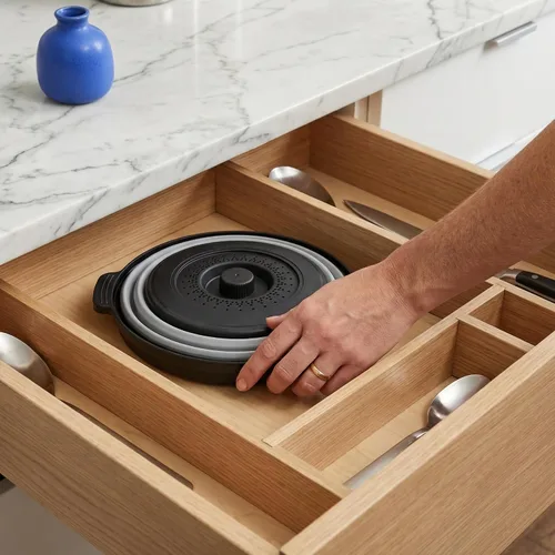 Miniatura 7 de Cubierta de alimentos para microondas con asa – Protector de salpicaduras de silicona plegable y ventilado con bandeja – Para microondas
