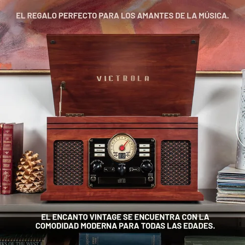 Miniatura 8 de Victrola The Quincy - Reproductor de discos Bluetooth 6 en 1 y centro multimedia con altavoces integrados, tocadiscos de 3 velocidades, reproductor