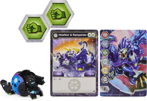 Miniatura 2 de Bakugan, Fused Howlkor x Ramparian, figura de acción coleccionable de la Alianza Blindada de 2 pulgadas de alto y tarjeta intercambiable