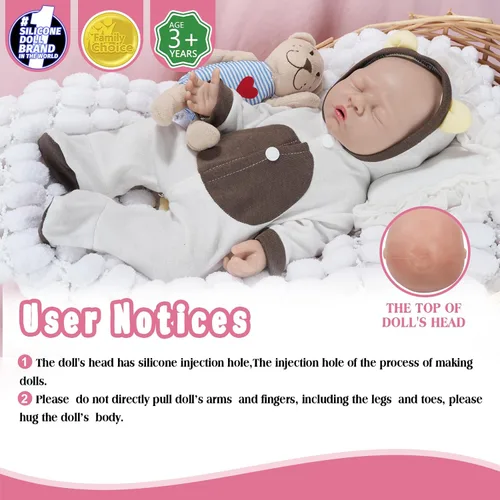 Miniatura 3 de Vollence Muñecas de silicona para dormir de 12 pulgadas con peso de 2.54 libras, [no vinilo], de silicona de cuerpo completo, realista, realista