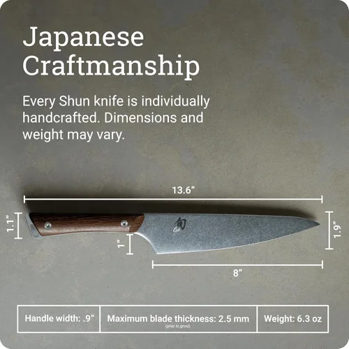 Miniatura 5 de Shun Kanso - Cuchillo de chef de 8 pulgadas, cuchillo de cocina japonés hecho a mano, hoja de acero inoxidable AUS10A, mango Tagayasan, herramienta