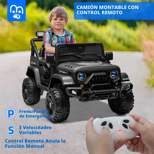Miniatura 2 de MINIATURE MOTORS Camioneta eléctrica de 12 V para niños con control remoto, motores gemelos de 35 W, velocidad máxima de 3.5 MPH, reproductor