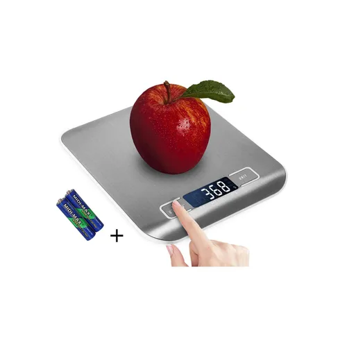 Báscula digital de cocina, báscula de alimentos para hornear carne, unidad de gramo onzas libras hasta 11 libras (0.04 oz-11.0 lbs), acero Blanco