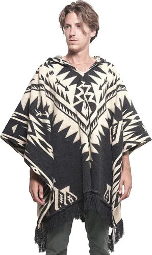 Miniatura 2 de DAVLINA, ALPACA Wool Poncho Hooded and, Aztec Pattern, Unique and handmade in Ecuador. Thick, Warm and Soft Wool Poncho