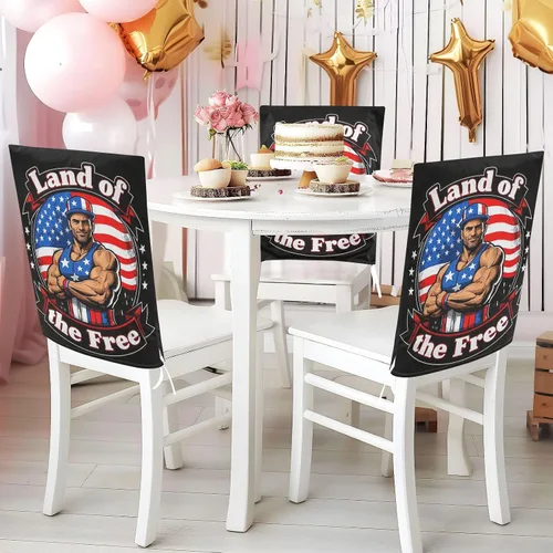 Miniatura 5 de 4th of July Independence Day Land of Free Decorative Covers for Chairs for Ceremony Anti-Dust Parson Chair Covers forro para sillas de comedor 6