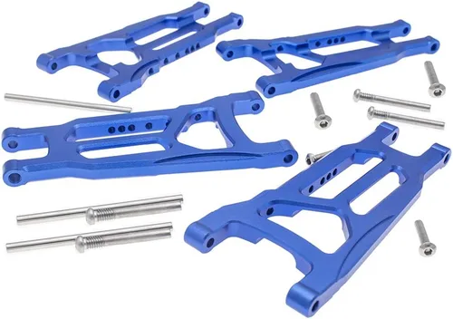 Miniatura 4 de Paquete de 4 brazos de suspensión delanteros y traseros de aleación para Traxxas 1/10 4X4 Slash, Stampede, Rustler 4WD VXL-Replaces Part 3655 Azul