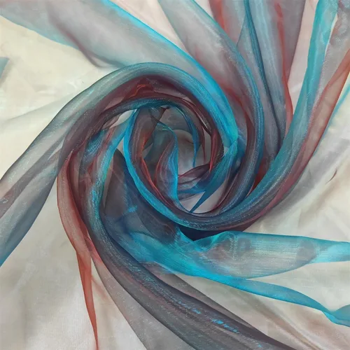 Miniatura 18 de Tela de organza transparente ligera de dos tonos, tela de gasa holográfica iridiscente de encaje, tela de tul oganza para vestido, fiesta, fondo