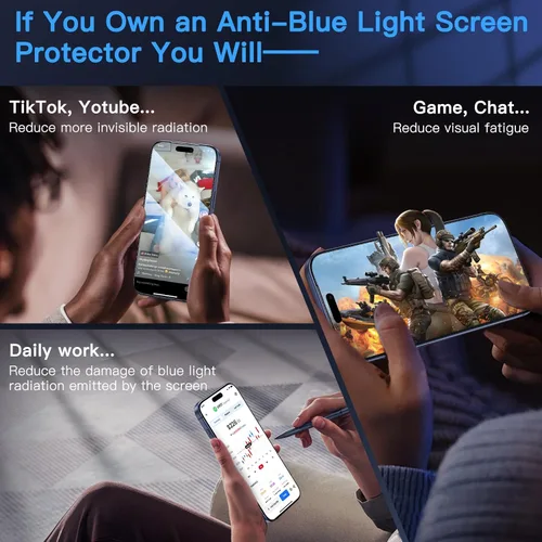 Miniatura 3 de Uyiton Protector de pantalla compatible con iPhone 17 Pro (antiluz azul), fácil de instalar, cobertura completa inastillable, compatible con fundas