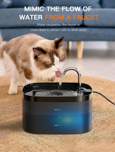 Miniatura 3 de Fuente de agua para gatos, fuente para gatos de 84 onzas/2.5 L, fuente de agua súper silenciosa para mascotas, filtro de carbón activado