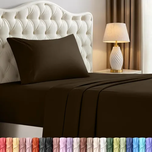Miniatura 48 de Juego de sábanas King de Utopia Bedding – Juego de 4 sábanas para cama King, microfibra suave y transpirable, incluye 1 sábana bajera, 1 sábana Beige