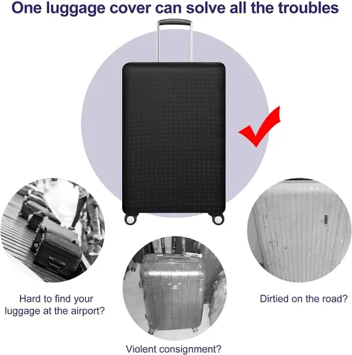 Miniatura 3 de Protector de equipaje de viaje protector de maleta lavable antiarañazos fundas de equipaje de elastano Negro S Fit 19-21 Inch Luggage