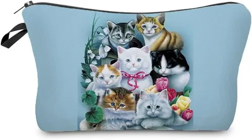 Bolsa de maquillaje de viaje para gatos, organizador de cosméticos de gatos de dibujos animados, bolsas de maquillaje divertidas, regalos